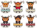 Vector illustration of cute Deer with halloween costume playing Keyboard Royalty Free Stock Photo