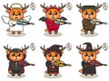 Deer Music Halloween set Violin Royalty Free Stock Photo