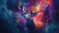 Deer Nebulae And Galaxies Float In Space In The Smokelike Clouds Of Gas. Generative AI Royalty Free Stock Photo