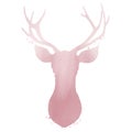 Deer Paint Watercolor Head Design Illustration isolated on white background. Pink Deer Nursery design Royalty Free Stock Photo