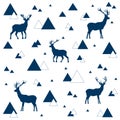 Wallpaper with a pattern of deer and triangles Royalty Free Stock Photo