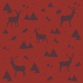 Wallpaper with a pattern of deer and triangles