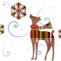 Deer with plaid sweater and scarf Royalty Free Stock Photo