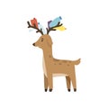 Deer with plastic trash in its horns, global environmental problem, ecological disaster vector Illustration on a white Royalty Free Stock Photo