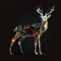 deer polygonal drawing on a black background Generative AI