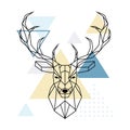 Deer polygonal head. Scandinavian style.