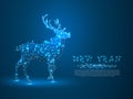 Deer. Polygonal low poly Holiday reindeer wireframe concept. Vector on dark blue background