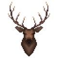 Deer portrait in pixel art style.