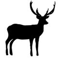 Deer profile silhouette. Lovely wild animal for posters, prints, design, Christmas, New Year banners Royalty Free Stock Photo