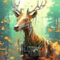 Deer Robot Digital Illustration