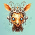 Deer Robot Digital Illustration