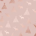 Deer. Rose gold. Luxurious delicate texture with a foil effect