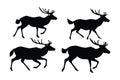 Deer running silhouette bundle design. Wild buck vector design on a white background. Gazelle standing in different positions