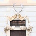 DeerÃÂ´s antlers palace Cesky Krumlov Royalty Free Stock Photo