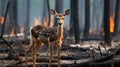 A deer's struggle for survival in the face of a forest fire reflects the resilience of nature