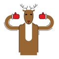 Deer Santa isolated. Christmas animal. Beast for new year