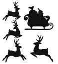 Deer and santa silhouette Christmas or new year Royalty Free Stock Photo