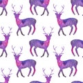 Deer. Seamless pattern with cosmic or galaxy deers