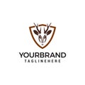 Deer shield logo design concept template Royalty Free Stock Photo