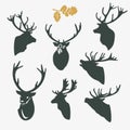 Deer silhouette busts set