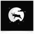 Deer Silhouette with Moon Background Logo Design Templates Royalty Free Stock Photo