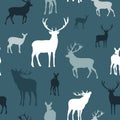 Deer silhouette seamless pattern stock illustration Royalty Free Stock Photo