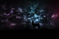 Deer silhouette in space