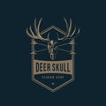 Deer Skull Arrow Logo Vintage Outdoor adventure logo design template vector illustration Royalty Free Stock Photo