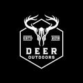Deer skull vintage logo outdoor adventure design template vector illustration Royalty Free Stock Photo