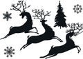 Deer and snowflake silhouettes