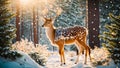 Deer in the snowy forest animal december outdoors head mammal wildlife beautiful