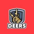 Deer angry shield mascot logo for sport