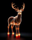 deer stag, depicted through a wireframe style, set against a colorful and radiant glow