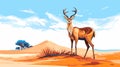Vibrant Deer Standing Tall On Sand Dune Digital Painting