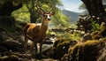 Deer standing in grass, nature tranquil beauty generated by AI