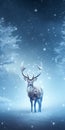 Enchanting Snowy Deer Stands: Realistic Depiction Of Light And Dreamlike Symbolism