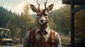 Hyperrealistic Portrait Of A Deer In Vest And Tie