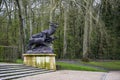 The deer statues at the edge of the octagonal pool in the Sceaux park Royalty Free Stock Photo