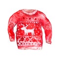 Deer sweater with deer and nordic pattern. Red and