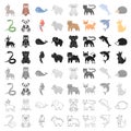 Deer, tiger, cow, cat, rooster, owl and other animal species.Animals set collection icons in cartoon style vector symbol Royalty Free Stock Photo