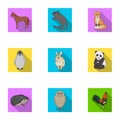 Deer, tiger, cow, cat, rooster, owl and other animal species.Animals set collection icons in flat style vector symbol