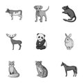 Deer, tiger, cow, cat, rooster, owl and other animal species.Animals set collection icons in outline style vector symbol