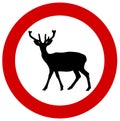 A deer in a traffic sign