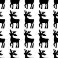 Deer vector illustration. Deer black silhouette icon on white background. Seamless deer pattern. Royalty Free Stock Photo