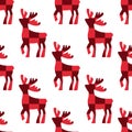 Deer vector illustration. Deer red cube pattern silhouette icon on white background. Seamless deer pattern. Christmas Royalty Free Stock Photo