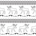 Deer vector seamless pattern. Ethnic animal theme