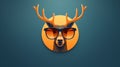 A deer wearing glasses on its head, AI