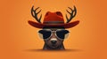 A deer wearing sunglasses and a red hat, AI