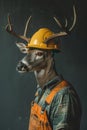 Deer worker in safety gear