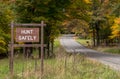 Deerfield Township, Pennsylvania, USA October 8, 2022 A Hunt Safely sign on the side of the road